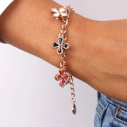 Bracciale in Metallo con pendenti a forma di croce impreziosite da cristalli e smalti colorati