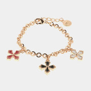 Bracciale in Metallo con pendenti a forma di croce impreziosite da cristalli e smalti colorati