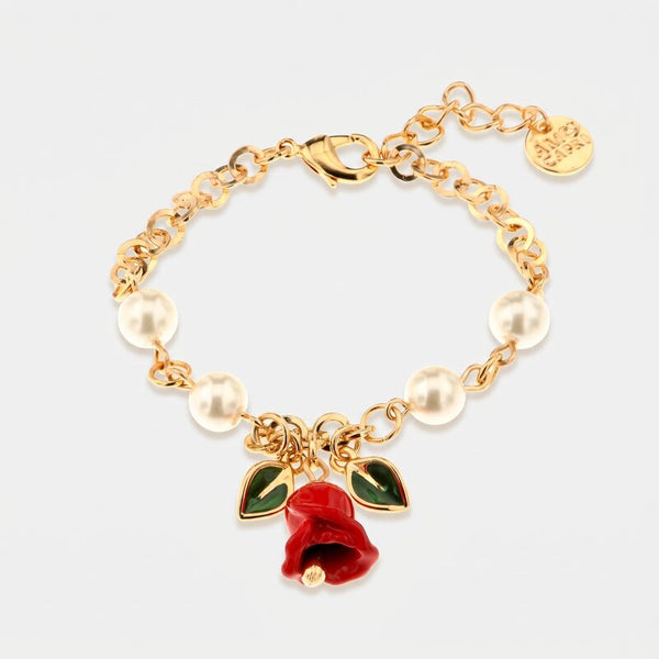 Bracciale con perle e campanella rosa | regalo laurea donna | BYSIMON