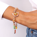 Bracciale in Metallo  oro rosa con charms colorati Sicilia, limone, coffa, testa di moro - BYSIMON gioielli