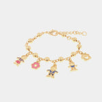 Bracciale in Metallo con pendenti a forma di mamma, fiore rosa, papà, bimbo e casa con cuore - BYSIMON gioielli