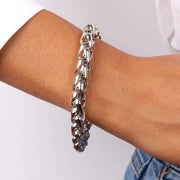 Bracciale in Metallo intrecci di catene con lavorazione martellata