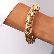 Bracciale in Metallo intrecci di catene con lavorazione lucida e martellata