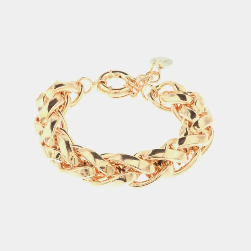 Bracciale in Metallo intrecci di catene con lavorazione lucida e martellata