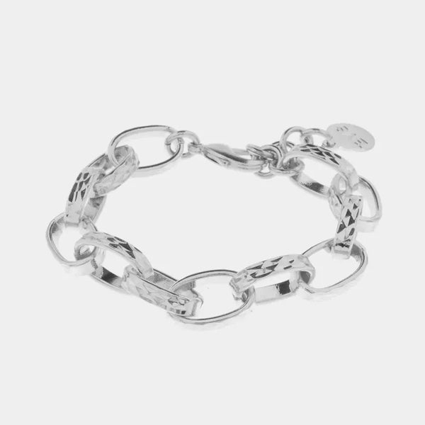 Bracciale in Metallo intrecci di catene aperte con lavorazione martellata