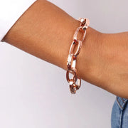 Bracciale in Metallo intrecci di catene aperte con lavorazione martellata