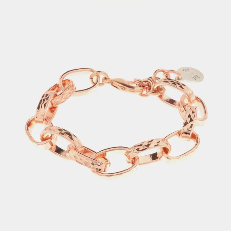 Bracciale in Metallo intrecci di catene aperte con lavorazione martellata