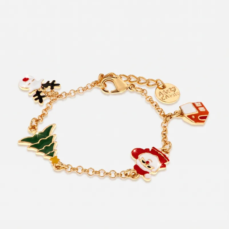 Bracciale in Metallo con babbo natale, albero, casa e pupazzo di neve