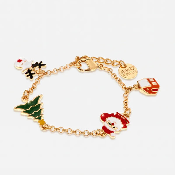 Bracciale in Metallo con babbo natale, albero, casa e pupazzo di neve