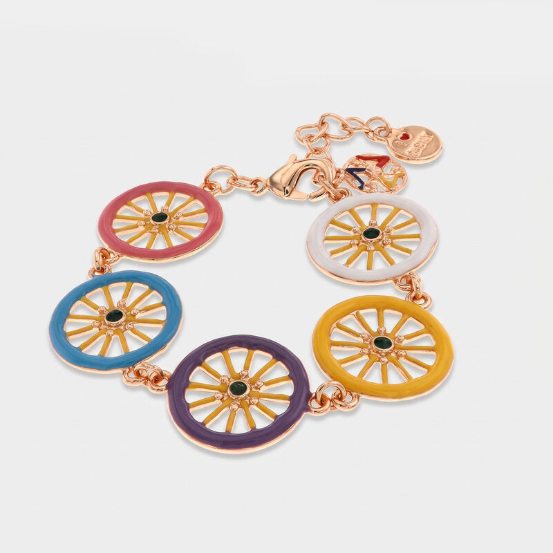 Bracciale in Metallo con ruote del carretto siciliano impreziosite da smalti colorati - BYSIMON gioielli