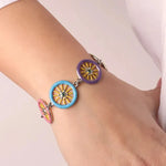 Bracciale in Metallo con ruote del carretto siciliano impreziosite da smalti colorati