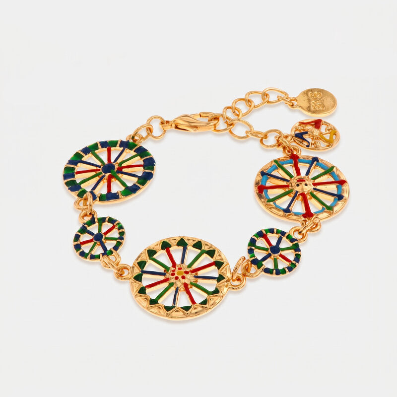Bracciale in Metallo con ruote del carretto siciliano impreziosite da smalti colorati SICILY - gioiello BySimon