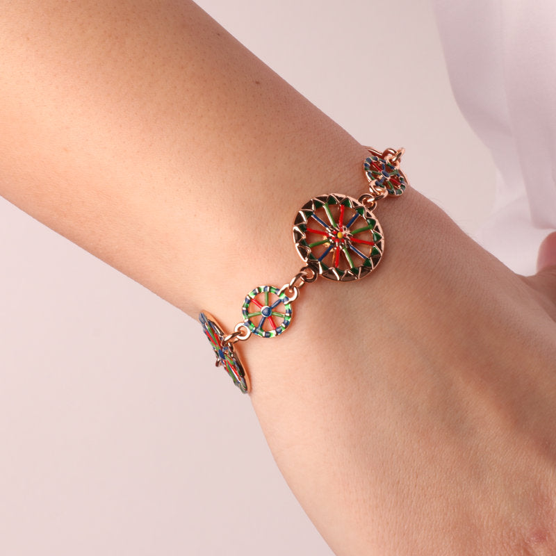 Bracciale in Metallo con ruote del carretto siciliano impreziosite da smalti colorati SICILY - gioiello BySimon