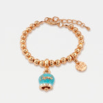 Bracciale in Metallo con campanella portafortuna turchese e scritta Capri - BYSIMON gioielli