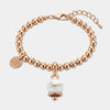 Bracciale in Metallo con campanella scritta capri pendente impreziosita da cristalli e smalto bianco - BYSIMON gioielli