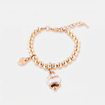 Bracciale in Metallo con campanella scritta capri pendente impreziosita da cristalli e smalto bianco - BYSIMON gioielli