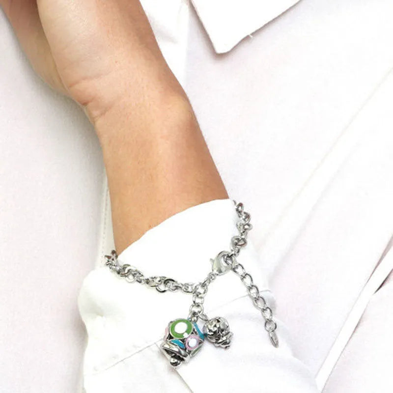 Bracciale in Metallo con campana colorata e piccola campanella con cuori - BYSIMON gioielli
