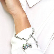 Bracciale in Metallo con campana colorata e piccola campanella con cuori