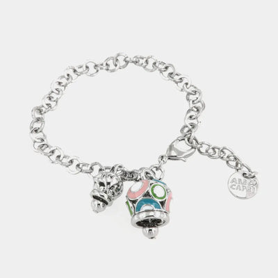 Bracciale in Metallo con campana colorata e piccola campanella con cuori - BYSIMON gioielli
