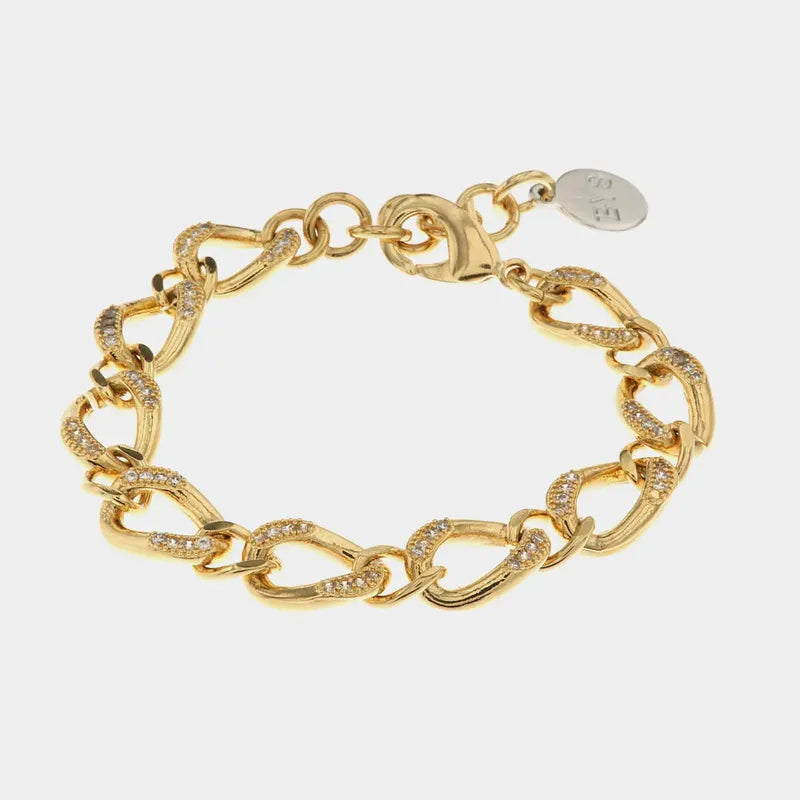 Bracciale in Metallo a catena con dettagli in cristalli bianchi