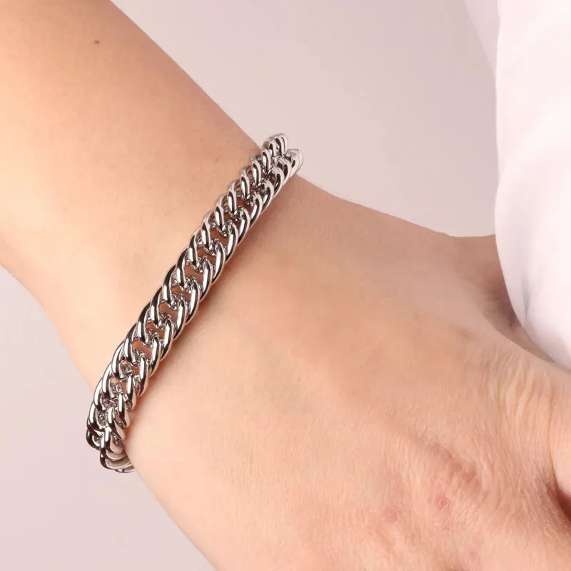 Bracciale in Metallo a groumette doppia con chiusura ad anello