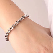 Bracciale in Metallo groumette effetto diamantato con maglia a cerchio e chiusura ad anello