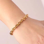 Bracciale in Metallo groumette effetto diamantato con maglia a cerchio e chiusura ad anello