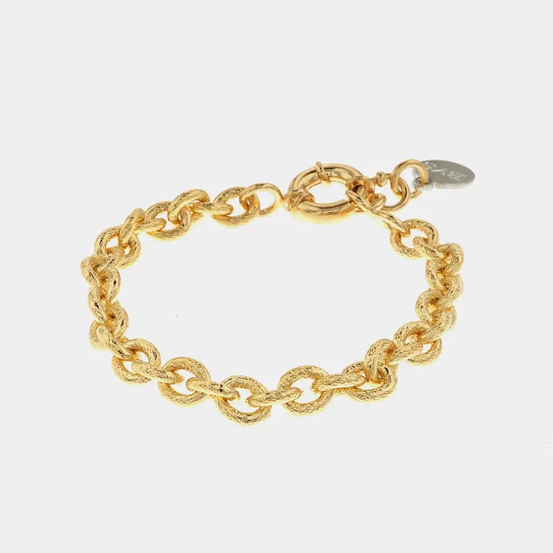 Bracciale in Metallo groumette effetto diamantato con maglia a cerchio e chiusura ad anello