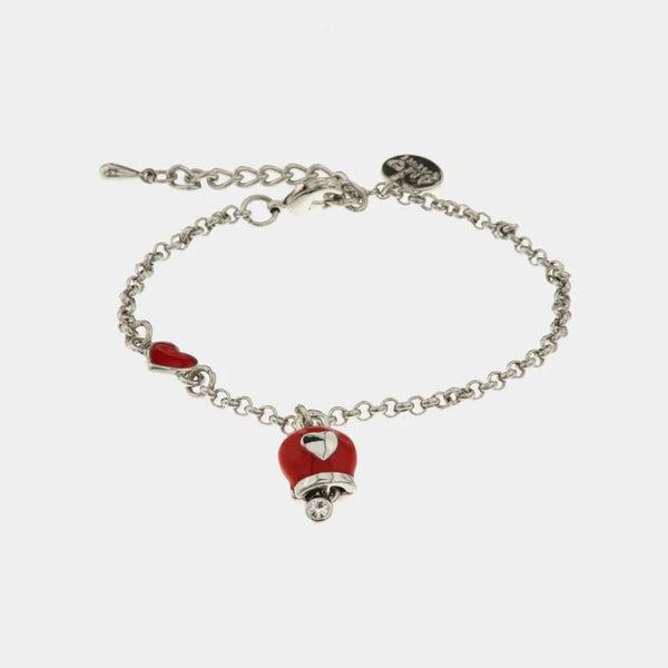 Bracciale con cuore e campanella rossa | ciondolo per laurea | BYSIMON