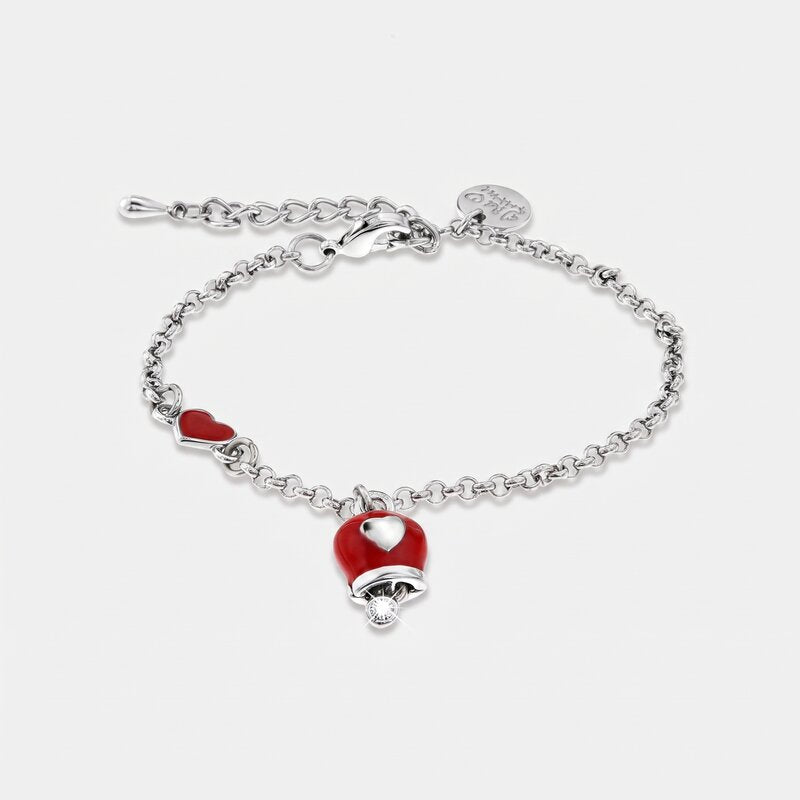 Bracciale con cuore e campanella rossa | ciondolo per laurea | BYSIMON