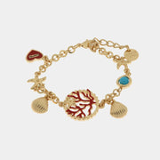 Bracciale in Metallo in stile marino con coralli, stella marina e conchiglie