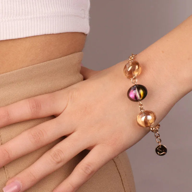 Metal bracelet with colored Murano crystals