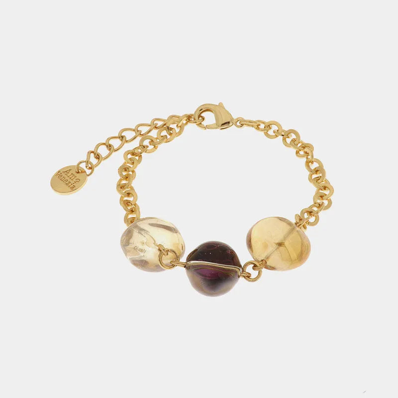 Metal bracelet with colored Murano crystals