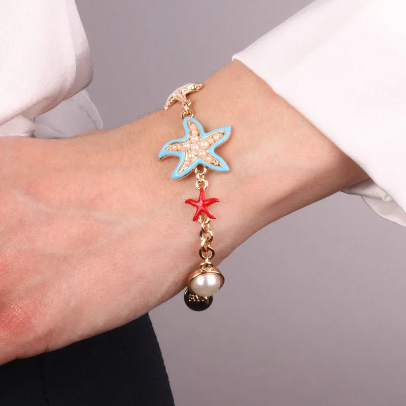 Bracciale in Metallo con stelle marine e conchiglie - BYSIMON gioielli