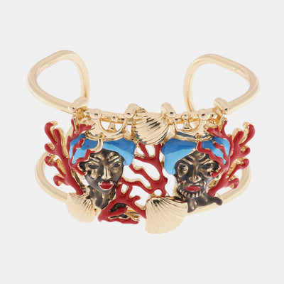 Bracciale in Metallo con teste di moro siciliane e coralli - BYSIMON gioielli