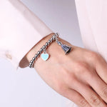 Bracciale con San Gennaro e cuore azzurro | portafortuna da regalare | BYSIMON