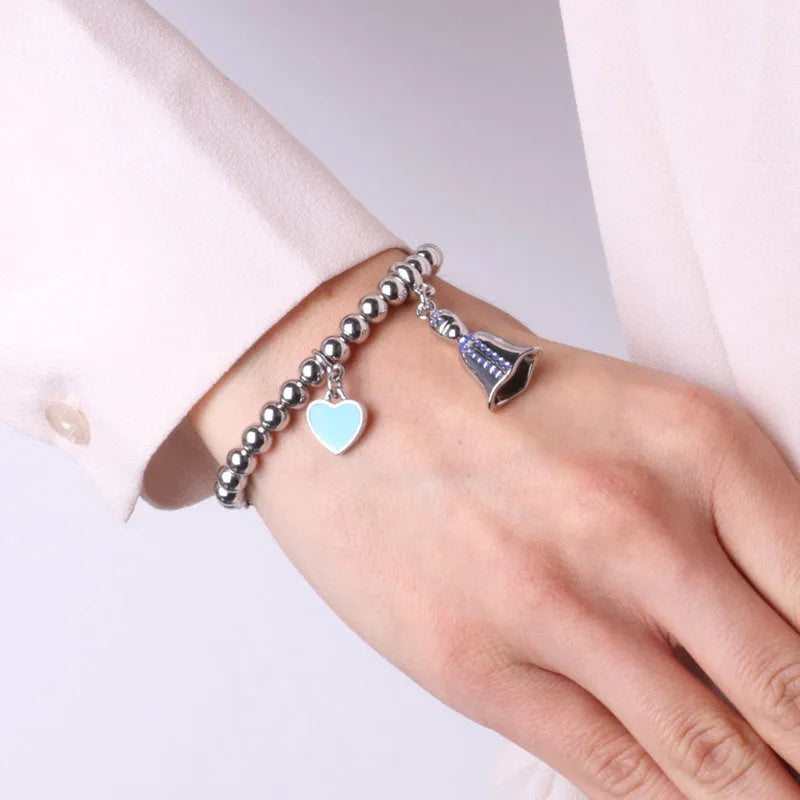 Bracciale con San Gennaro e cuore azzurro | portafortuna da regalare | BYSIMON