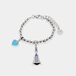 Bracciale con San Gennaro e cuore azzurro | portafortuna da regalare | BYSIMON