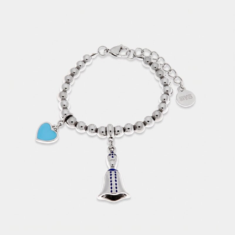 Bracciale con San Gennaro e cuore azzurro | portafortuna da regalare | BYSIMON