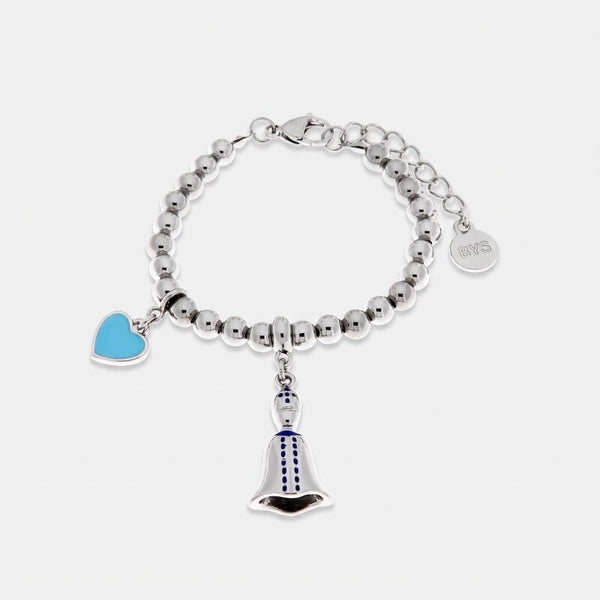 Bracciale con San Gennaro e cuore azzurro | portafortuna da regalare | BYSIMON