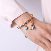 Bracciale in Metallo con pendente san gennaro e cuore azzurro