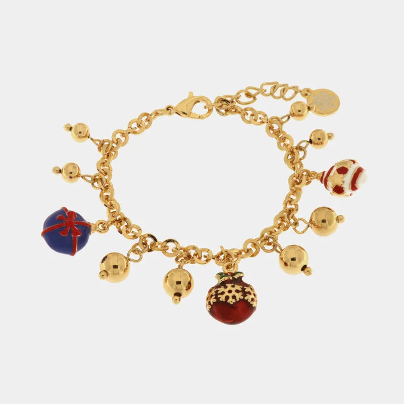Metal bracelet with ball-shaped pendants