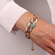 Bracciale in Metallo a groumette con cristalli bianchi e smalto colorato