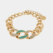 Bracciale in Metallo a groumette con cristalli bianchi e smalto colorato