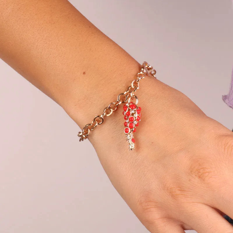 Bracciale in Metallo con corno centrale e cristalli - BYSIMON gioielli