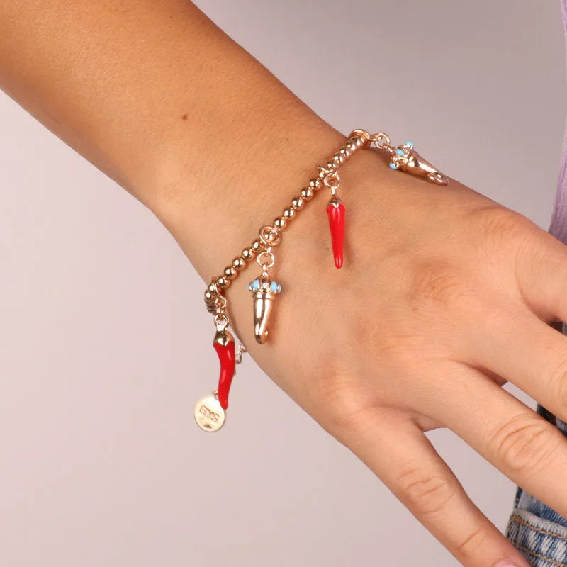 Bracciale in Metallo con corni colorati - BYSIMON gioielli
