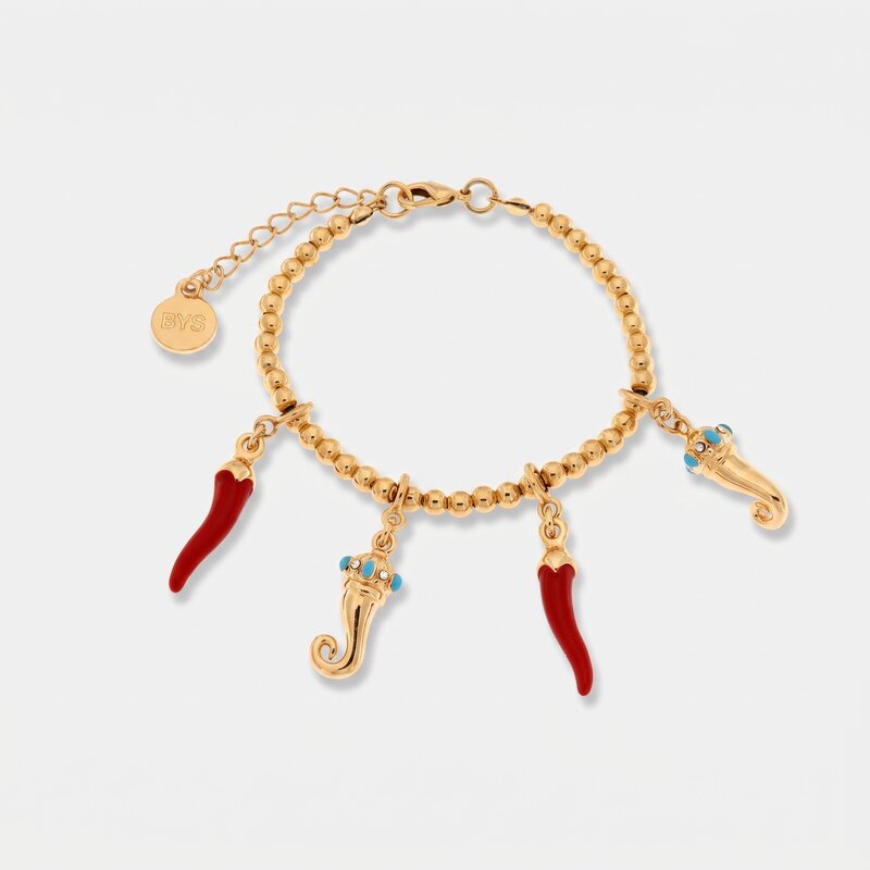 Bracciale in Metallo con cornetti colorati - BYSIMON gioielli