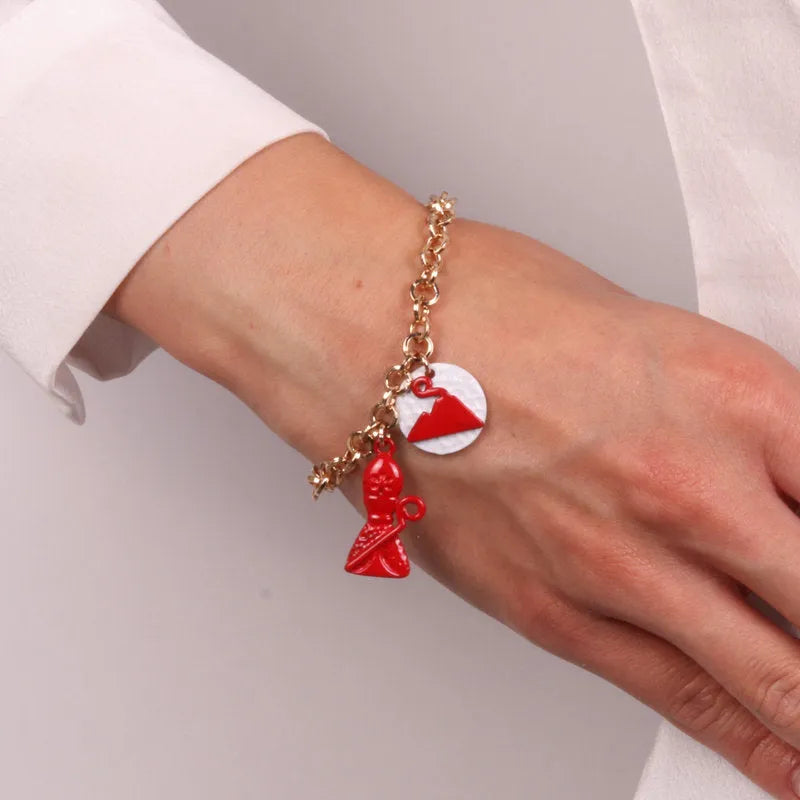 Bracciale in Metallo con San Gennaro e pendente a forma di Vesuvio - BYSIMON gioielli