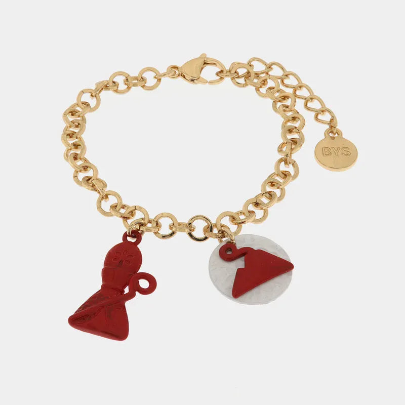 Bracciale in Metallo con San Gennaro e pendente a forma di Vesuvio - BYSIMON gioielli