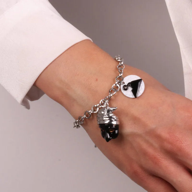 Bracciale in Metallo con Pulcinella e pendente a forma di Vesuvio AMONAPOLI - gioiello BySimon